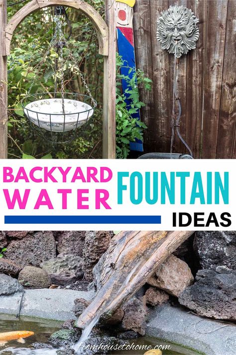 Want to make sure that your garden feels calming and soothing? Check out these easy and inexpensive ways to add water to your garden. #fromhousetohome #gardenideas #fountain #diyprojects #landscapedesign #waterfeatures Garden Fountains Landscaping, Diy Outdoor Water Features, Garden Water Features Ideas, Rain Chains Ideas, Backyard Ideas Simple, Rain Chains Diy, Backyard Landscaping Ideas Diy, Backyard Landscaping Privacy, Low Maintenance Backyard Landscaping