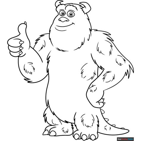 Free Sully from Monster Inc Coloring Page for Kids Sully Drawing, Monsters Inc Svg, Scary Coloring Pages, Sully Monsters Inc, Doodle Monster, Easy Drawing Guides, Free Printable Coloring Sheets, Drawing Guides, Monster Inc