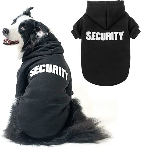 Dog Hoodie Pet Clothes - Security Printed Pet Sweaters with Hat Soft Cotton Coat Winter for Small Medium Large Dogs Cats Weather Halloween Costumes, Cold Weather Halloween Costumes, Halloween Costumes For Boys, Costumes For Boys, Weather Clothes, Teacup Yorkie Puppy, Classic Halloween Costumes, Pet Sweaters, Cozy Dog