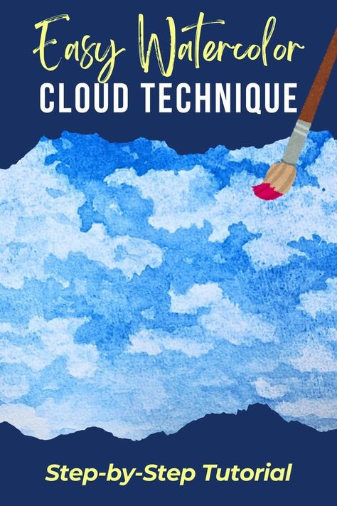 Easy Watercolour Clouds Tutorial Painting Clouds Watercolor, Clouds With Watercolor, Clouds In Watercolor, Practice Painting, Watercolor Practice, Clouds Painting, Painting Clouds, Watercolor Clouds, Watercolor Paintings Nature