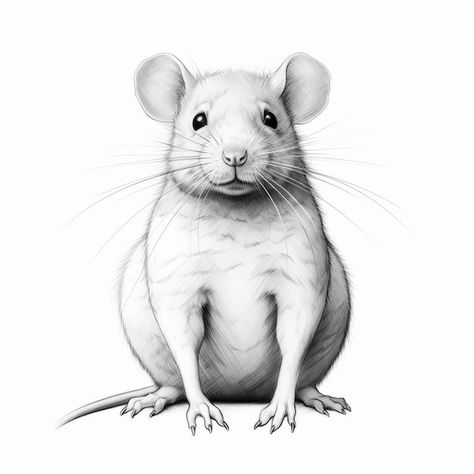 Drawings Of Mice, Drawing Rats, Cute Rats Drawing, Rat Drawn Cute, Cute Rat Drawing, Cute Rat Drawings, Cartoon Realism, Rat Tattoo, Mouse Sketch