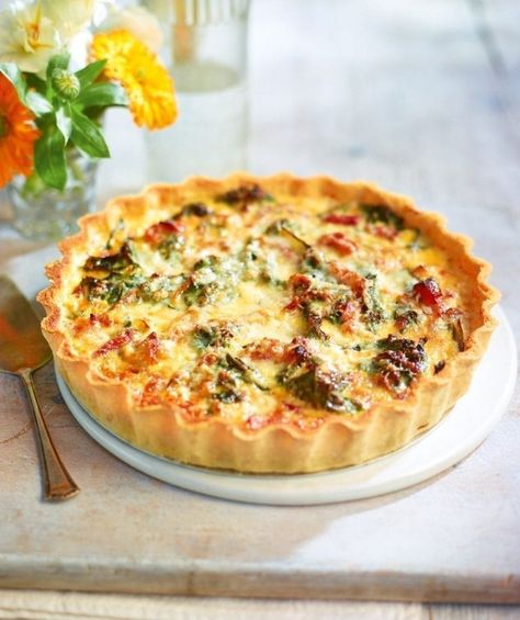 Swiss chard, bacon and Gruyère tart recipe | delicious. magazine Shortcrust Pastry Recipes, Vegetarian Quiche, Easter Lunch, Queso Cheddar, Savory Tart, Shortcrust Pastry, Swiss Chard, Quiche Recipes, Tart Recipes