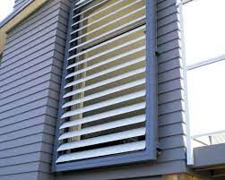 External Aluminium Louvres & Shutters - Modern - Brisbane - by Vanguard Blinds | Houzz NZ Exterior Renovation, Outdoor Ideas, Shutters, Brisbane, Balcony, Blinds, House Ideas, Exterior, Quick Saves