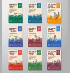 Fine quality organic meat and poultry vertical Vector Image Meat Packaging, Cow Feed, Organic Meat, Domestic Animals, Blue Buffalo, Design Label, Fresh Chicken, Fresh Meat, Landscape Background