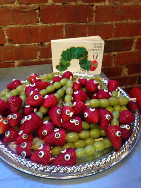 Hungry Caterpillar Fruit Printable, The Very Hungry Caterpillar Snack, The Very Hungry Caterpillar Cooking Activities, Very Hungry Caterpillar Fruit Kabobs, Hungry Caterpillar Food Craft, The Very Hungry Caterpillar Food Ideas, Very Hungry Caterpillar Snack Ideas, First Birthday Hungry Caterpillar, Very Hungry Caterpillar Birthday Party Food