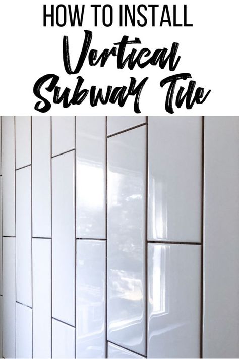 Change up a classic look! Install vertical subway tile for a fun twist on the traditional layout. Get all my tips for installing vertical subway tile at The Handyman's Daughter! #subwaytile #homeimprovement #tile Vertical Subway Tile Bathroom, Vertical Subway Tile, Small Bathroom Makeovers, Easy Home Improvement Projects, Subway Tiles Bathroom, Bathroom Makeovers, Beautiful Kitchen Designs, Subway Tile Backsplash, White Subway Tile