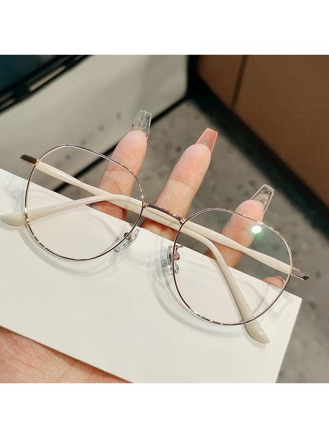 1pair Women Metal Geometric Frame Anti Blue Light Eyeglasses For Study & WorkI discovered amazing products on SHEIN.com, come check them out! Optical Eyewear, Metal Fashion, Aesthetic Things, Trending Sunglasses, Classic Metal, Working Woman, Eyewear Fashion, Square Frame, Eye Protection