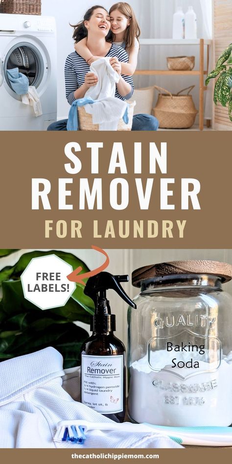 All-natural stain remover diy that tackles stubborn stains with simple ingredients like baking soda and peroxide Homemade Laundry Stain Remover, Fabric Softener Stains, Homemade Stain Removers, Natural Stain Remover, Stain Remover Clothes, Diy Stain Remover, Detergent Recipe, Laundry Detergent Recipe, Hippie Mom