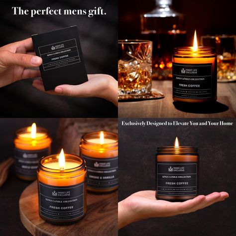 Check this perfect gift idea - Scented Candles for Men - Fresh Coffee, Smells of Espresso - Wood Wick, Long Lasting, Masculine Scents - Natural, Soy Jar Candle for Home, Mancave & Bachelor Pad - The Perfect Mens Gift for the Upcoming Holidays, Valentines, Birthday Men Candle Ideas, Men Candles, Candles For Men, Bachelor Pad Decor, Coffee Scented Candles, Man Candle, Candles Diy, Valentines Birthday, Massage Candle