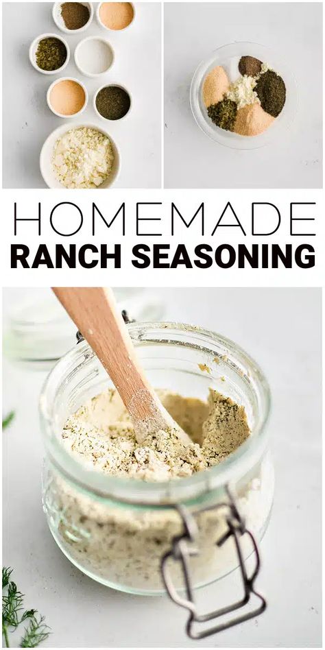 This Homemade Ranch Seasoning Recipe is incredibly easy to make using a handful of simple pantry ingredients. Use it to make ranch dressing, dip, or in any recipe that calls for a packet of ranch seasoning. Ranch Seasoning Mix Recipes, Homemade Ranch Mix, Ranch Seasoning Recipes, Dry Buttermilk, Homemade Ranch Seasoning, Homemade Dry Mixes, Dry Ranch Seasoning, Dry Mixes, Ranch Dressing Recipe