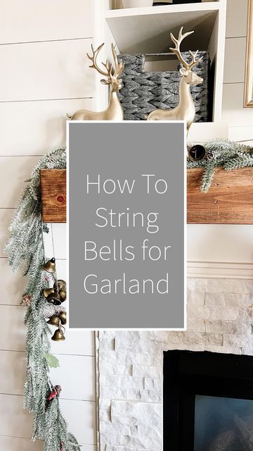 Paris Karnes | DIY, Home & Flips on Instagram: "✨How to String Bells for Garland✨ Here is a tutorial on how to uplevel the garland on your mantle with some accent bells! Grab yourself some antique bells off amazon which I have linked in my profile under amazon favorite > DIY favorites, I also linked some comparable jute string for you that would work perfect! Measure your just string a few feet longer than your mantle, it’s always better to have to much and cut off excess then not have enough! At this point strong your bells together, tying each one as you go, I space my bells about 4” apart and frequently checked the length against my mantle until I got to the end, then I batched 5 together and 3 together and tied those together for the hanging bell section! The weave the bells into How To Tie Bells Together, Bell Garland Christmas, Garland With Bells, Jingle Bell Garland, Alabama Christmas, Antique Bell, Xmas 2024, Hanging Bell, Christmas Mantle