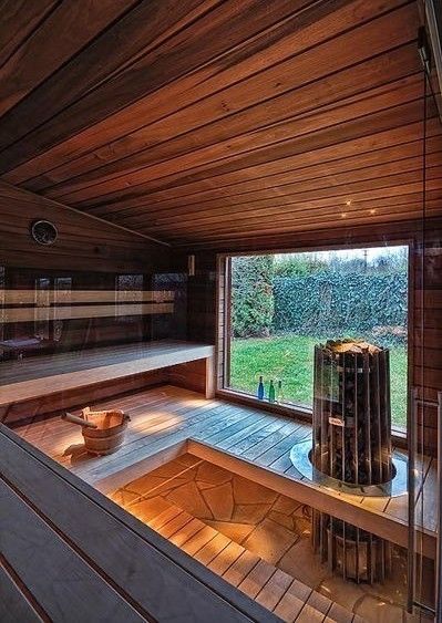 Modern Cabin Interior, Backyard Spa, Building A Sauna, Home Spa Room, Sauna Diy, Sauna House, Hot Tub Garden, Sauna Design, Outdoor Sauna