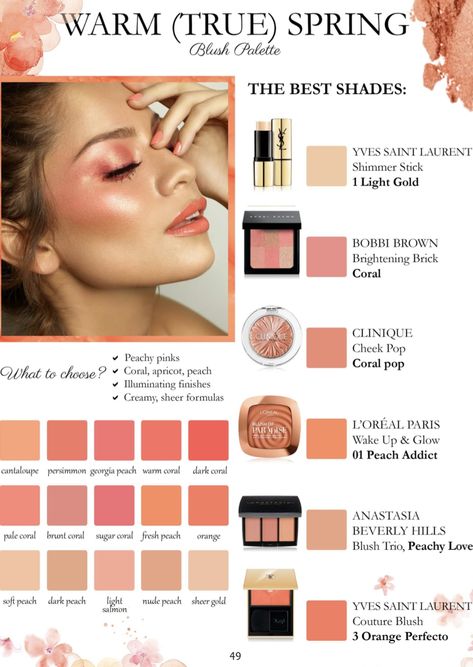 Spring Skin Tone Makeup, Hot Spring Color Palette, Makeup For True Spring, True Spring Nail Polish, Warm Spring Color Palette Clothes, Clear Spring Lipstick, Warm True Spring Color Palette, True Spring Hair Color Palette, Warm Spring Eyeshadow