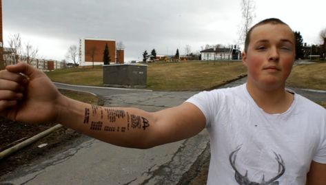 Teenager Gets McDonald's Receipt Tattooed to His Arm Receipt Tattoo, Get A Tattoo, Ink Tattoo, Tattoo Artists, Barbie Dolls, Year Old, Pop Culture, Tattoos, Mens Tshirts