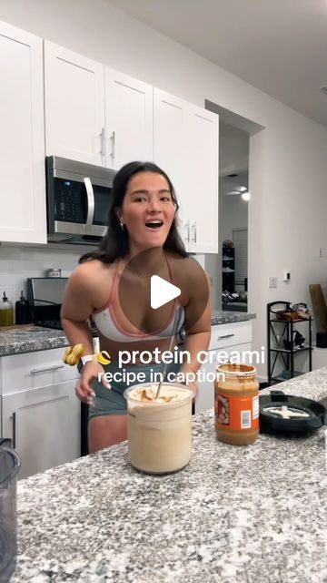 Ninja Creami Recipes | High Protein | Ice Cream on Instagram: "my favorite creami recipe yet 🍌🥜🍦  Credits: @chloetrca   Follow us @creamiwrld for more delicious recipes 🍦  350ml vanilla almond milk 1 scoop @youcanbeam vegan protein (code chloe) 8g sugar free banana cream pudding mix Mix ins : banana, peanut butter, & chocolate rice cereal  #fyp #fy #icecream #ninjacreamirecipes #ninjakitchen" Vegan Ninja Creami Recipes Protein, Ninja Creami Recipes With Pudding, Ninja Creami Almond Milk Recipes, Ninja Creami Mix Ins, Ninja Creami Banana Ice Cream Recipe, Ninja Creamy High Protein Recipes, Banana Peanut Butter Chocolate, Peanut Butter Ice Cream Recipe, High Protein Ice Cream