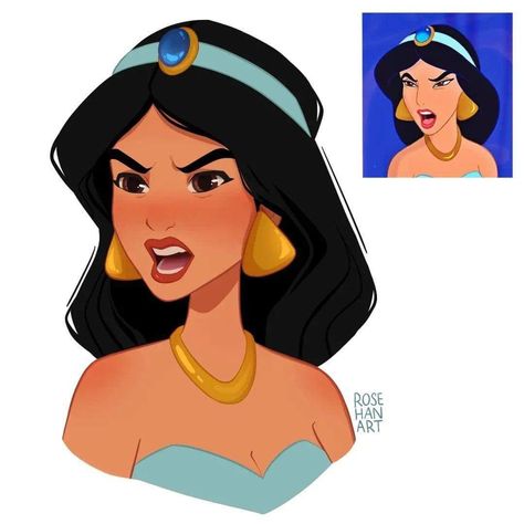 Princess Reference, Simple Rendering, Princess Jasmine Art, Princess Fanart, Jasmine Art, Disney Royalty, Head Reference, Walt Disney Princesses, Disney Drawing