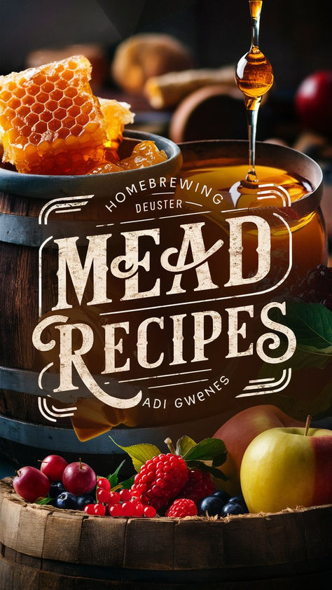 50+ Delicious Mead Recipes for the Perfect Honey Wine  Imagine crafting the perfect honey wine in the comfort of your home, experimenting with a variety of flavors and styles to create a beverage that is uniquely yours.  For centuries, mead has been an integral part of human history, with traditional mead recipes from Ancient China to Ethiopia and Scandinavia. Today, the mead renaissance celebrates the art of mead-making and encourages the exploration of new flavors and styles. Apple Cinnamon Mead, Mead Recipes Homemade, Mead Flavors, Peach Mead, Honey Mead Recipe, Mead Wine Recipes, Mead Brewing, Honey Flavors, Mead Making