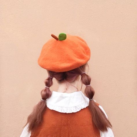 Orange Hat, A Woman, Fruit, Orange, Wall, Green, Red, Hair, Pink