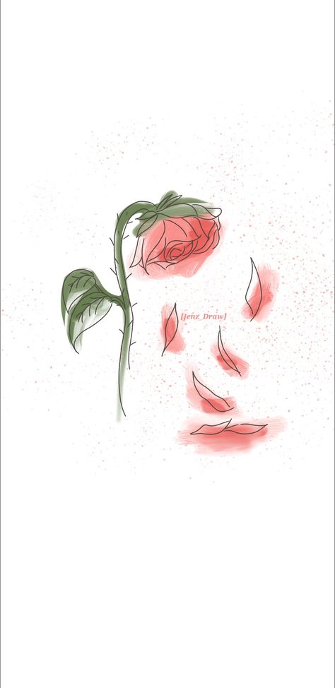 Rose Drawing From Above, Falling Petals Drawing, Falling Flowers Drawing, Rose Petal Drawing, Falling Flowers Tattoo, Falling Petals Tattoo, Rose With Petals Falling, Rose Petals Drawing, Rose Animation