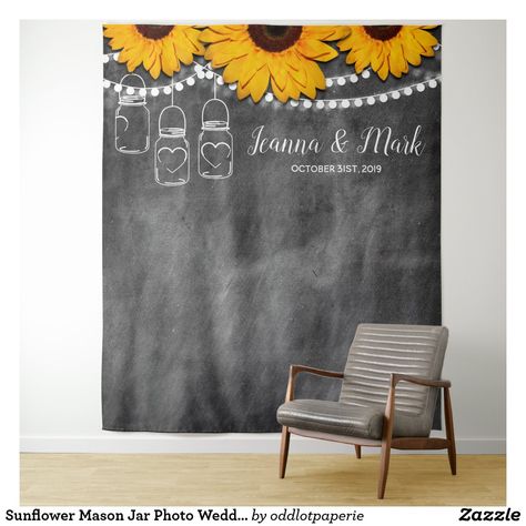 Sunflower Photo Booth, Rustic Photo Booth, Sunflower Mason Jar, Mason Jar Photo, Party Photo Booth Backdrop, Mason Jar Party, Sunflower Themed Wedding, Rustic Chalkboard, Bridal Shower Backdrop