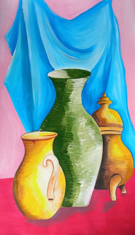 Easy Composition Painting, Still Life Painting Watercolor, Color Wheel Art Projects, Pencil Drawing Inspiration, Elementary Drawing, Color Wheel Art, Composition Painting, Object Drawing, Small Canvas Art