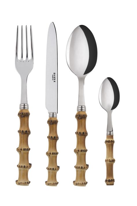 Buy Rebecca Udall Bamboo Handle Cutlery Set Online Bamboo Flatware, Tomato Knife, Bamboo Light, Soup Spoon, Salad Fork, Dinner Fork, Butter Knife, Stainless Steel Flatware, Dessert Spoons