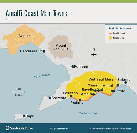 Amalfi Coast Maps - Towns & Cities Best Town To Stay In Amalfi Coast, Map Of Sorrento Italy, Amalfi Coast Italy Map, Fiordo Di Furore Amalfi Coast, Amalfi Coast Towns, Amalfi Coast Positano, Town Map, Naples Italy, Ways To Travel