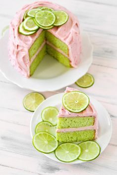 Strawberry Limeade Cake will bring joy to your summer party. A perfect birthday cake as well. Strawberry Limeade, Kek Lapis, Lime Cake, Summer Cakes, Oreo Dessert, Limes, Food Cakes, Sweets Treats, Summer Desserts