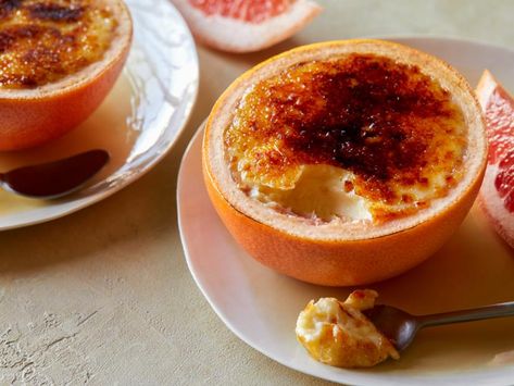 Grapefruit Creme Brulee Recipe | Food Network Kitchen | Food Network Cream Burlee, Herb Table, Brulee Desserts, Creme Brulee Custard, Cottage Breakfast, Custard Dessert Recipes, Creme Brulee Desserts, Grapefruit Recipes, Cream Brulee