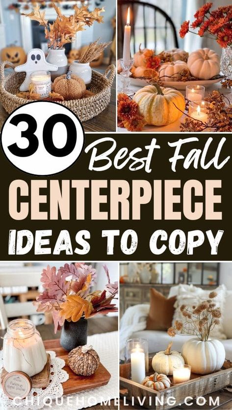 Fall Bowl Centerpiece, Round Table Fall Decorations, Fall Long Table Centerpieces, Fall Dinning Room Table Center Piece, Fall Coffee Table Decor Ideas, Modern Fall Centerpieces For Table, Decorating For Fall Ideas, Fall Decor For Coffee Table, Fall Basket Ideas Decor