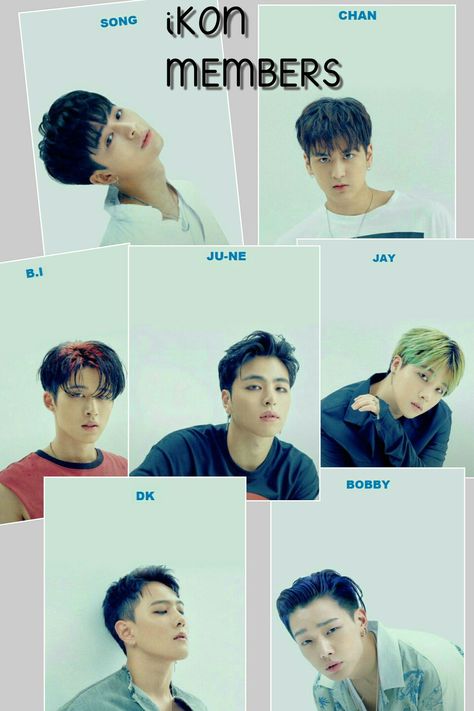 Ikon Members Name, Ikon Names Member, Ikon Members, Ikon Member, Ikon Kpop, Ikon Wallpaper, Kpop Kdrama, Group Photos, Kpop Boy