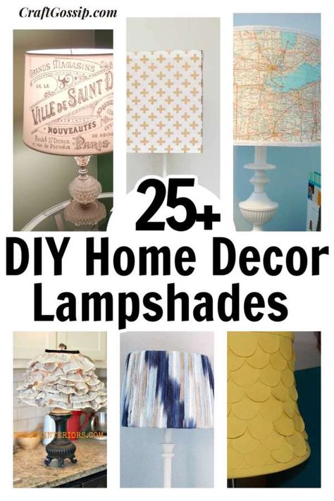 25 Lampshades You Can Make or Revamp – Home and Garden Thrift Store Lamp Makeover, Rag Wreath Tutorial, Make A Lampshade, Decorate Lampshade, Lampshade Makeover, Diy Space, Handmade Lampshades, Lace Painting, Diy Shades