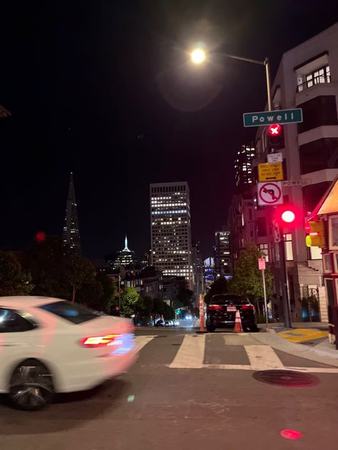 in awe of san francisco🌉 California Aesthetic Night, Night San Francisco, San Francisco Aesthetic, San Francisco At Night, California Aesthetic, Cat Names, Late Night, San Francisco, California