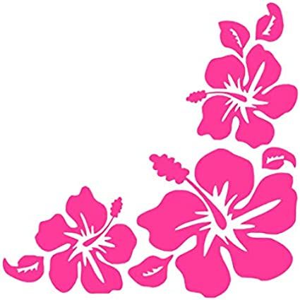 Amazon.com - Hibiscus Corner Flower Vinyl Sticker Decals (Pack of 2) for Car Bumper Window Laptop Tablet Phone (4" x 4", Hot Pink) - Grow Gorgeous, Window Laptop, Custom Vinyl Decal, Sticker Decals, Vinyl Graphics, Tablet Phone, Colorful Garden, Hibiscus Flowers, Custom Vinyl