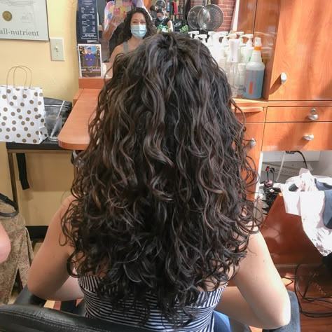 Fall curly haircut with curly highlights for 2c 3a hair. Shoulder length dark brown curly hairstyle. Before and after my devacurl cut. Curly hair styled with Innersense styling products. Curly girl wash day routine. #cleanbeautyproducts #curlyhairproducts #2chair #3ahair #curlyhairstyle #wavyhairstyle #curlycut #devacut #devacurl #curls #fallcurlyhairstyle #pinturahighlights #curlyhighlights #longcurlyhair #browncurlyhair #layeredcurlyhair Long Layered Curly Hair, Layered Curly Haircuts, Long Curly Haircuts, Highlights Curly, Natural Curly Hair Cuts, Layered Curly Hair, Brown Curly Hair, Curly Hair Photos, Wavy Haircuts