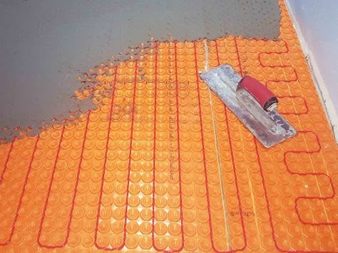 Ditra Heat Mat Installation: Ignore these two rules | DIYTileGuy Heated Tile Floor Bathroom, Heated Floors Bathroom, Heated Bathroom Floors, Radiant Floor Heating Diy, Installing Heated Floors In Bathroom, Installing Heated Floors, Heated Tile Floor, Shower Pan Tile, Accessible Bathroom Design