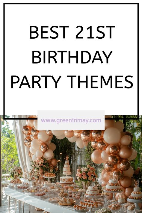 Celebrate your 21st in style with fun 21st Birthday Themes and creative 21st Bday Theme Ideas that will make your party unforgettable. From elegant Birthday Themes For Adults Women Parties to wild 21st Theme Party Ideas, we’ve got you covered. Birthday Themes For 20 Year Olds, His 21st Birthday Ideas, 21 St Birthday Cake Ideas, Birthday Themes Aesthetic, Champagne Theme Birthday Party, Birthday Party Themes For Adults Women, January Birthday Ideas, Bday Party Theme Ideas, 21 Birthday Party Themes