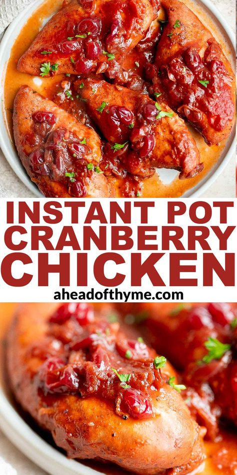 Instant Pot Cranberry Chicken Poached Chicken Instant Pot, Cranberry Chicken Crockpot, Instant Pot Recipes Chicken Breast, Instant Pot Frozen Chicken Recipes, Cranberry Chicken Breast, Tart Savory, Chicken Breast Instant Pot, Chicken Recipes Instant Pot, Easy Cranberry Sauce