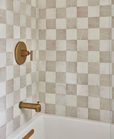 Bespoke Studio 🌱Mosaics Reborn on Instagram: "Check, mate ♟️ @thefinelinechi Our 4x4 zellige tiles in this checkered pattern is a dream! Design by: @katetaylorinteriors Photo credit:…" Interior Boho, Zellige Tile, Girls Bathroom, Bathroom Inspo, Bathroom Renos, Dream Bathroom, House Bathroom, Boho Home, Home Reno