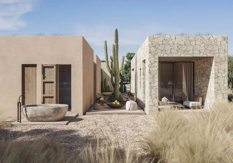 South Formentera Villa » LUV | Studio Dessert Style Homes, Mediterranean Hotel Architecture, Desert Landscape Architecture, Modern Spanish Architecture, Formentera House, Mediterranean Architecture Modern, Desert Villa, Minimalist Villa, Modern Desert Home