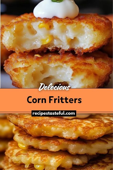 Corn Fritters are crispy, golden snacks or side dishes that are easy to make and perfect for any meal. These fritters combine sweet corn with a savory batter, resulting in a deliciously crunchy exterior and tender interior. Corn Fritters Recipe, Corn Fritter, Sweet Corn Fritters, Corn Recipes Side Dishes, Corn Fritter Recipes, Spicy Corn, Festive Appetizers, Christmas Recipes Easy, Fritters Recipe