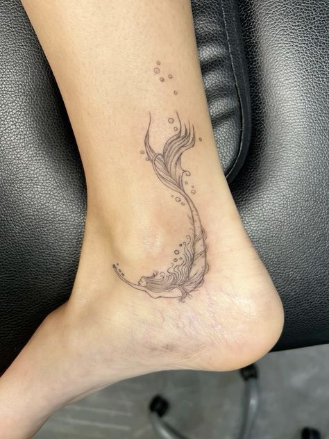 Mermaid Ankle Tattoo, Eat Me Tattoo On Hip, Tattoos For Dogs, Mermaid Tail Tattoo, Pisces Tattoos, Mermaid Tattoo, Mermaid Tattoos, Bad Tattoos, Unique Tattoo