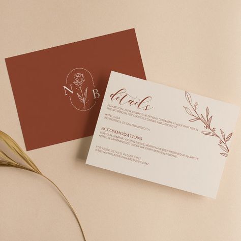 Minimalist Terracotta Burnt Orange Boho Wedding Enclosure Card Orange Boho Wedding, Rustic Wedding Details, Burnt Orange Wedding, Apple Wedding, Wedding Bohemian, Burnt Orange Weddings, Invite Ideas, Rustic Boho Wedding, Wedding Enclosure Cards