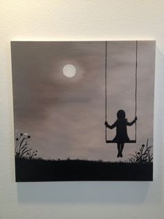 Shadow Painting, Creative Wall Painting, Vertical Landscape, Canvas Drawing, Painting Canvases, Canvas Painting Designs, Encaustic Art, Nature Art Painting, The Swing