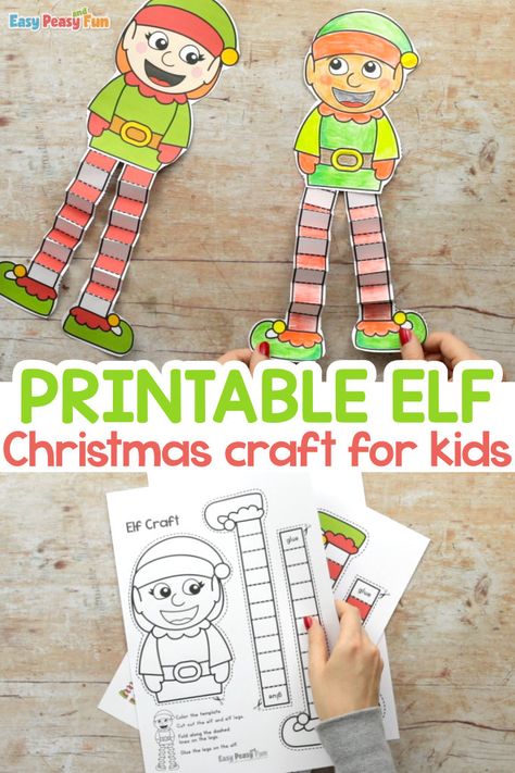 Printable Elf Christmas Craft - Easy Peasy and Fun Christmas Crafts School Classroom, Elf Day Activities Kindergarten, Build An Elf Printable, Elf Application Free Printable, Elf Pattern Printable, Easy Elf Crafts For Kids, Elf Craft Kindergarten, Paper Elf Craft, Christmas Crafts Grade 1