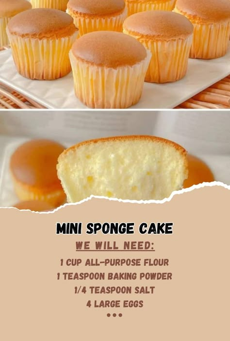 Mini Sponge Cake – 99easyrecipes Chinese Sponge Cake, Cake Recipes Easy Homemade, Cake Recipes Easy, Baking Recipes Desserts, Sponge Cake Recipes, Sweet Dishes Recipes, Easy Baking Recipes Desserts, Think Food, Baked Dessert Recipes