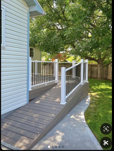 Porch With Ramp And Stairs, Ramp And Stairs, Porch With Ramp, Mobile Home Remodel, Porch Addition, 2 House, House Addition, Remodeling Mobile Homes, Big Goals