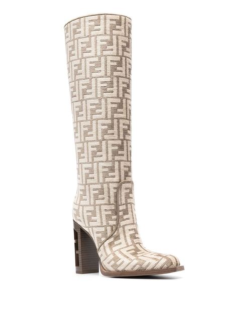 Fendi FF-print knee-length Boots - Farfetch Fendi Boots 2022, Fendi Boots, Boots 2022, Chanel Boots, Shoes 2022, Knee Length Boots, Leather Biker Boots, Boots Tall, Fendi Logo