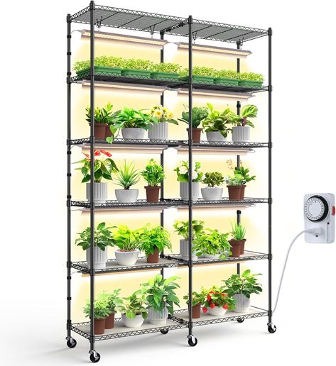 #ad Indoor Plant Shelves, Indoor Grow Lights, Support Pour Plante, Indoor Greenhouse, Greenhouse Plants, Plant Seedlings, Support Plante, Plant Shelf, Metal Plant Stand