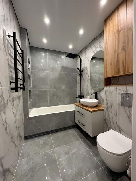 Small Bathroom Redo, Small Full Bathroom, Toilet And Bathroom Design, Bathroom Design Styles, Bilik Air, Modern Small Bathrooms, Full Bathroom Remodel, Bathroom Model, Toilet Design